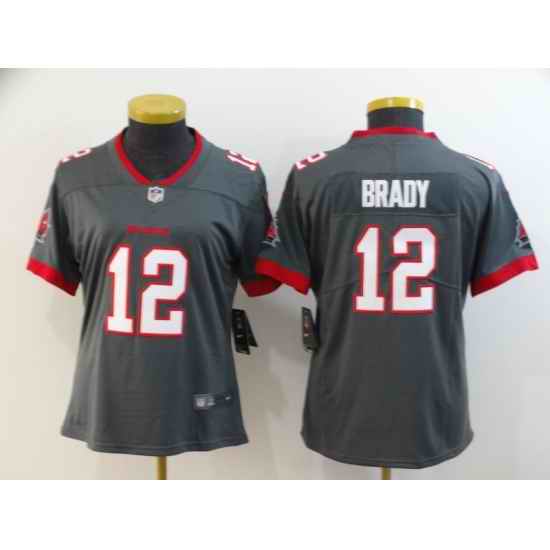 Women Nike Buccaneers 12 Tom Brady Gray Women New 2020 Vapor Untouchable Limited Jersey